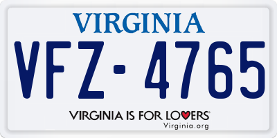 VA license plate VFZ4765