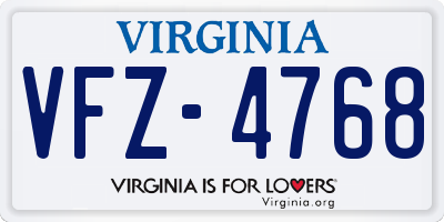 VA license plate VFZ4768