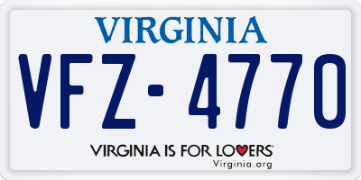 VA license plate VFZ4770