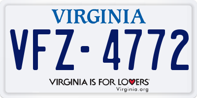 VA license plate VFZ4772