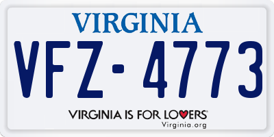 VA license plate VFZ4773
