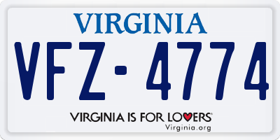 VA license plate VFZ4774