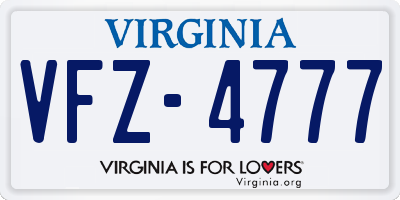 VA license plate VFZ4777