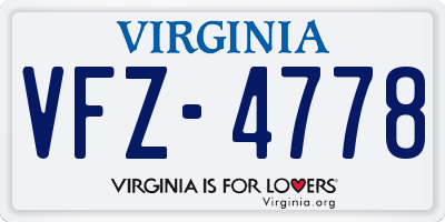 VA license plate VFZ4778