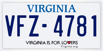 VA license plate VFZ4781