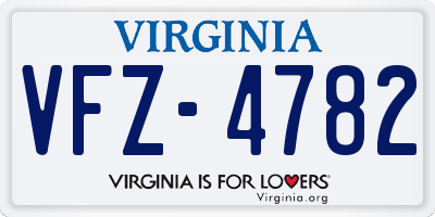 VA license plate VFZ4782