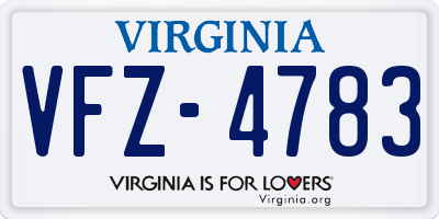VA license plate VFZ4783