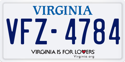 VA license plate VFZ4784
