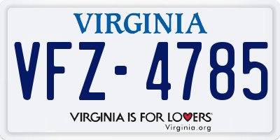 VA license plate VFZ4785