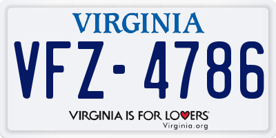 VA license plate VFZ4786