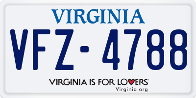 VA license plate VFZ4788