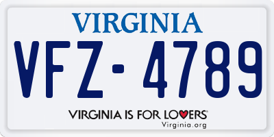 VA license plate VFZ4789