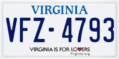 VA license plate VFZ4793