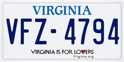 VA license plate VFZ4794