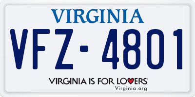 VA license plate VFZ4801