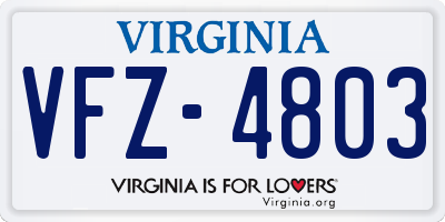VA license plate VFZ4803