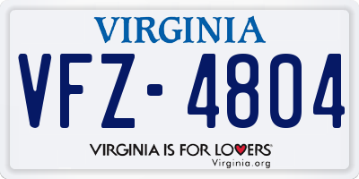 VA license plate VFZ4804