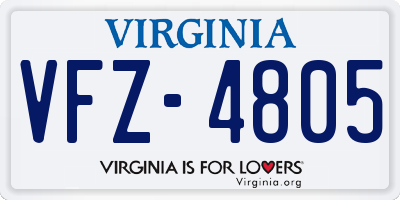 VA license plate VFZ4805