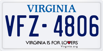 VA license plate VFZ4806