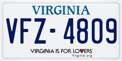VA license plate VFZ4809