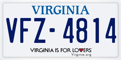 VA license plate VFZ4814