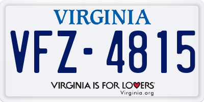 VA license plate VFZ4815
