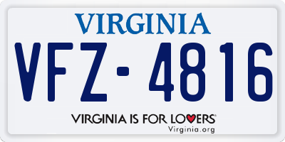 VA license plate VFZ4816