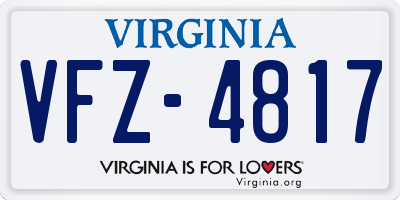 VA license plate VFZ4817