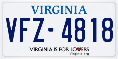 VA license plate VFZ4818