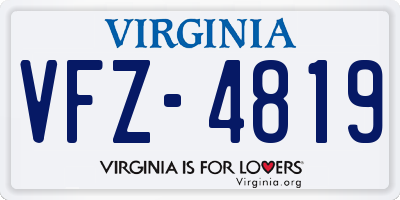 VA license plate VFZ4819