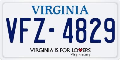 VA license plate VFZ4829
