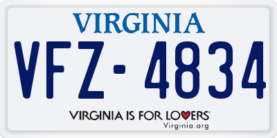 VA license plate VFZ4834