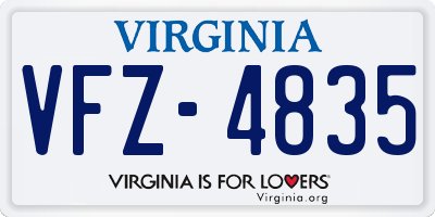 VA license plate VFZ4835