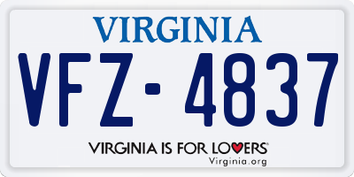 VA license plate VFZ4837