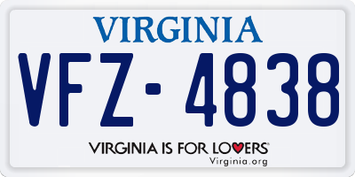 VA license plate VFZ4838
