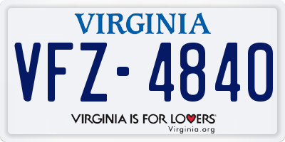 VA license plate VFZ4840