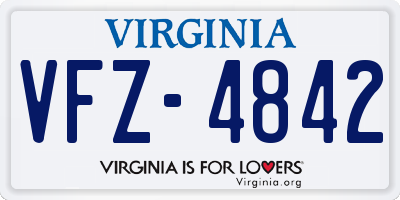 VA license plate VFZ4842