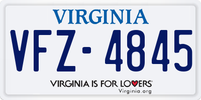 VA license plate VFZ4845