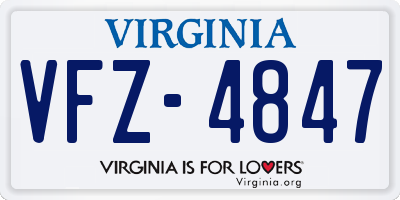 VA license plate VFZ4847