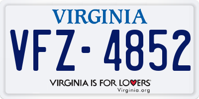 VA license plate VFZ4852