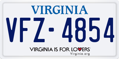 VA license plate VFZ4854