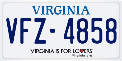 VA license plate VFZ4858