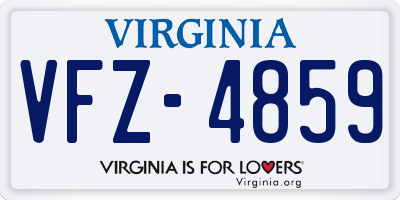 VA license plate VFZ4859