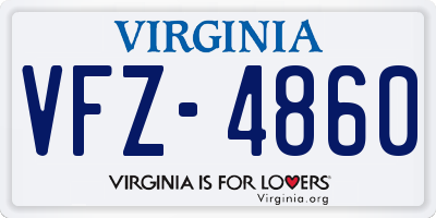 VA license plate VFZ4860