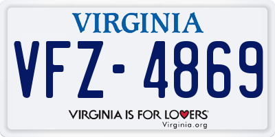 VA license plate VFZ4869
