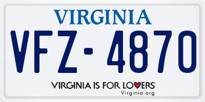 VA license plate VFZ4870