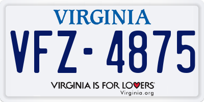 VA license plate VFZ4875