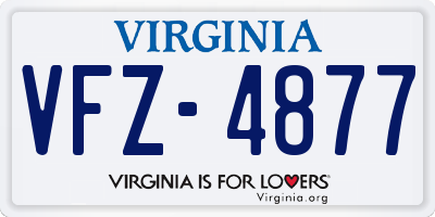 VA license plate VFZ4877