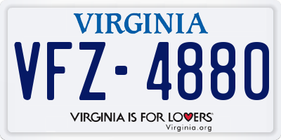VA license plate VFZ4880