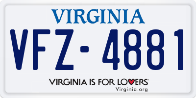 VA license plate VFZ4881